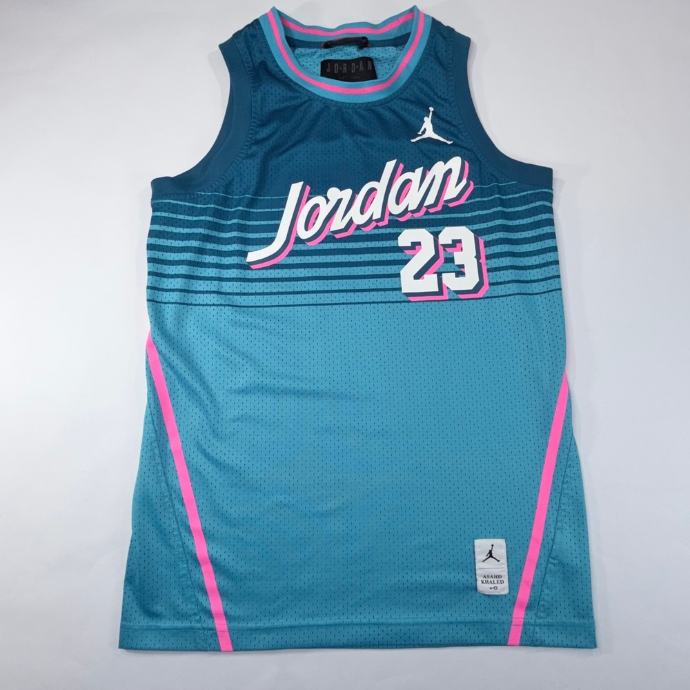 Jordan Asahd Khaled Basketball Jersey Youth L Teal Pink 23 10 Limited Edition
